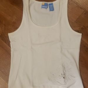 Vintage Roxy White Floral Embossed Tank Top